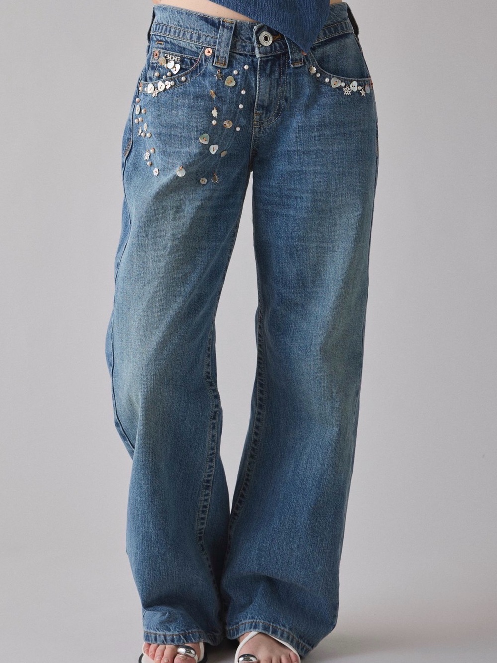 NWT BDG Mixed Trinket Embellished Low-Rise Jeans